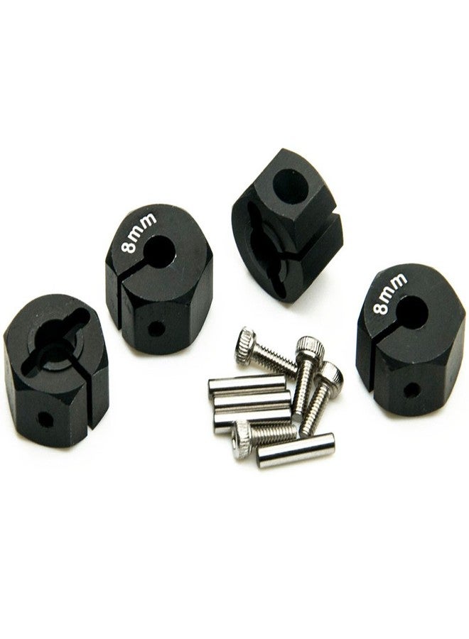 QUE-T Aluminum 8mm Thickness 12mm Wheel Hex Drive Adaptors with Pins & Screws for Most of 1/10 RC Crawler Car Black - Image 3